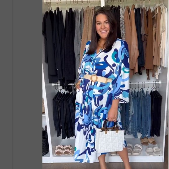 Ulla Popken Dresses & Skirts - Abstract Floral Paisley Long Sleeve Kaftan